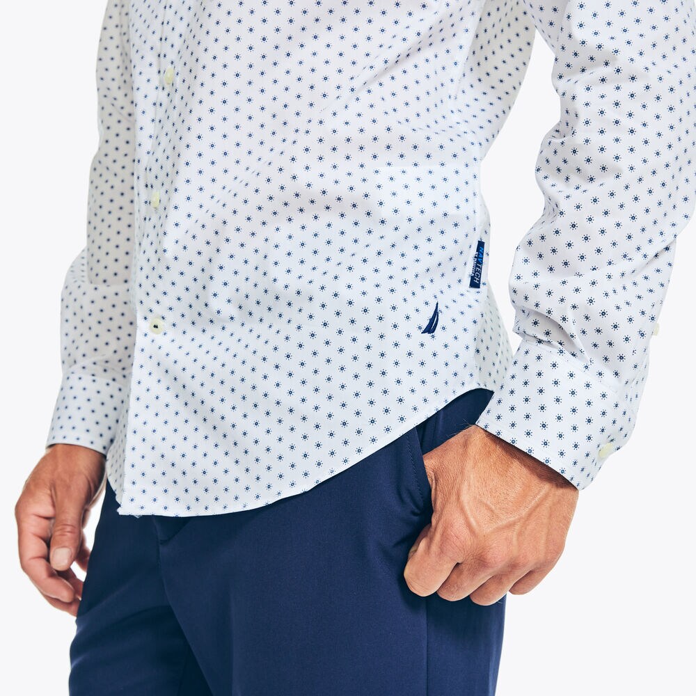 NAVTECH TRIM FIT PRINTED SHIRT,Bright White,large