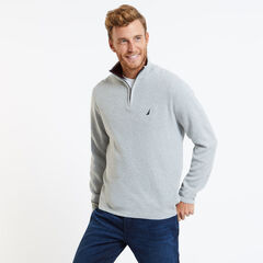 Long Sleeve Quarter-Zip Sweater,Grey Heather,large