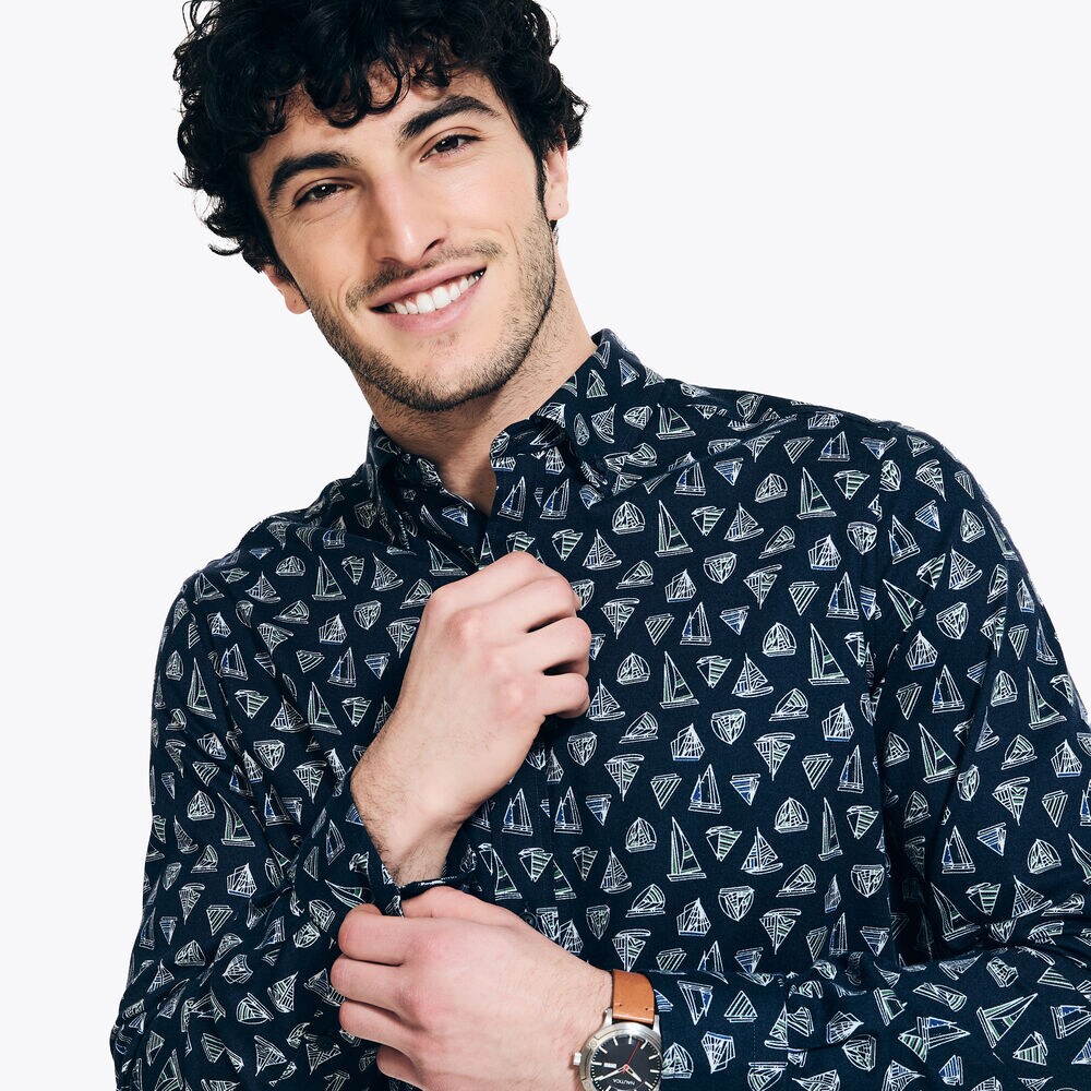 Printed Shirt,Peacoat,large