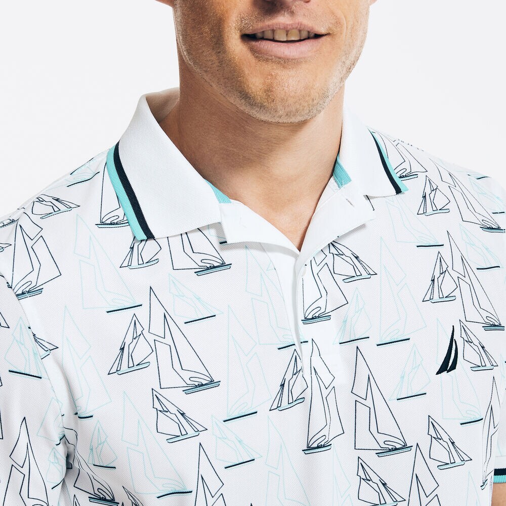 NAVTECH CLASSIC FIT SAILBOAT PRINT POLO,Bright White,large