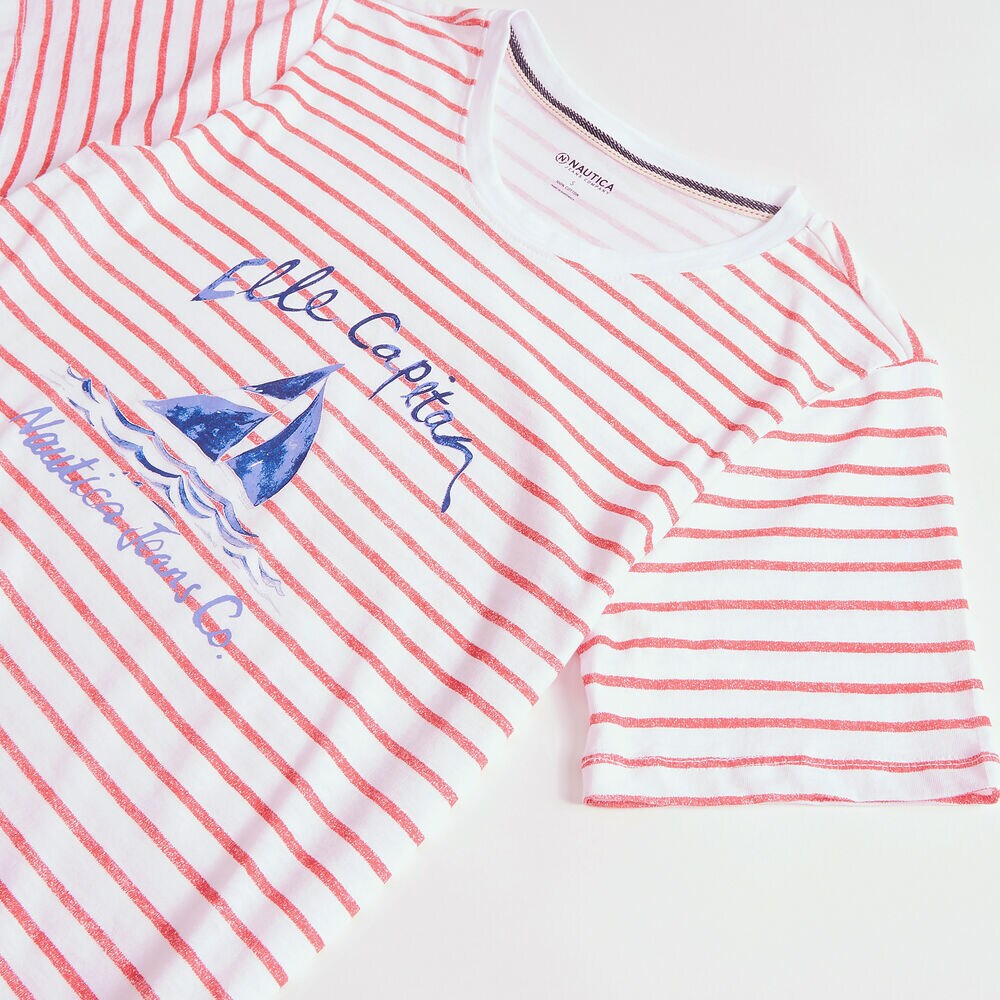 NAUTICA JEANS CO. STRIPE GRAPHIC T-SHIRT,Bright White,large