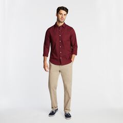CLASSIC FIT WRINKLE RESISTANT SHIRT IN MINI PRINT,Zinfandel,large