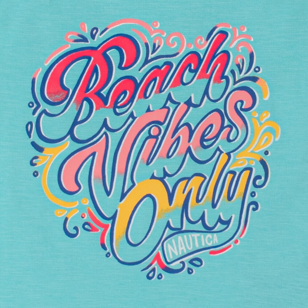 LITTLE GIRLS' BEACH VIBES ONLY FOIL GRAPHIC T-SHIRT (4-7),Mint Spring,large