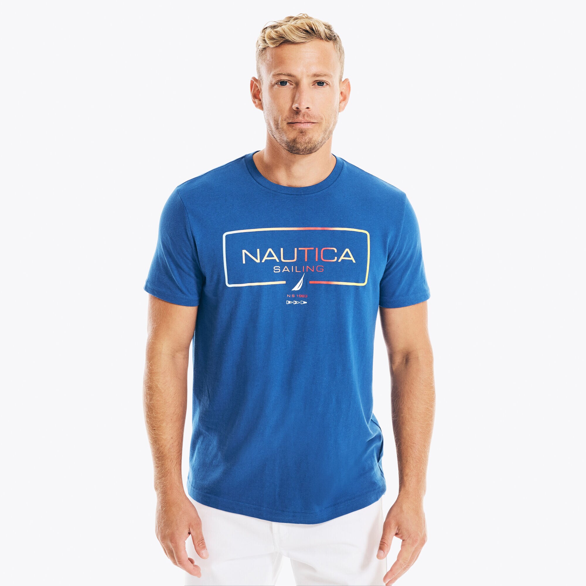NAUTICA SAILING GRADIENT GRAPHIC T-SHIRT,Bright Cobalt,large