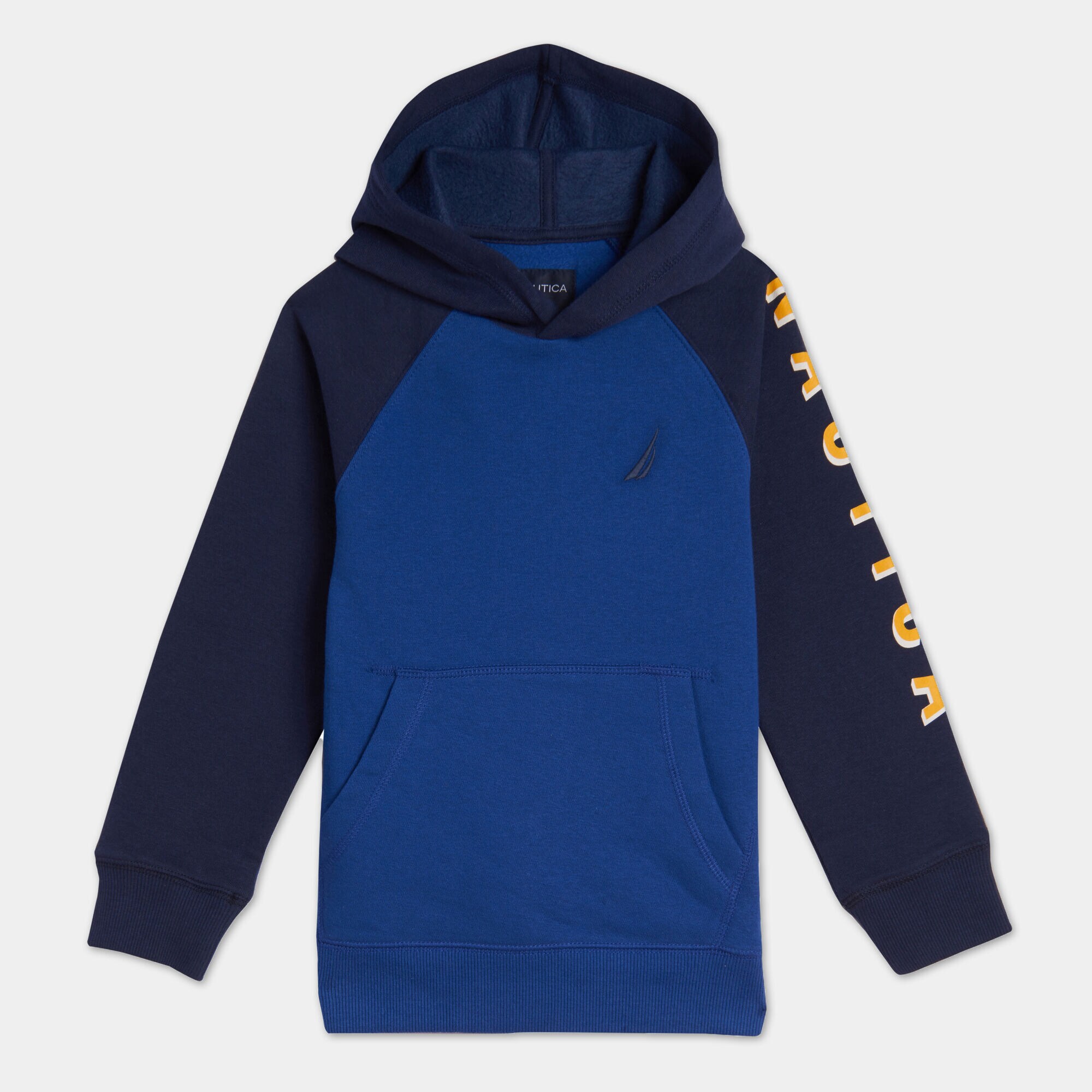 LITTLE BOYS' LOGO SLEEVE RAGLAN PULLOVER HOODIE (4-7),Navy Dusk,large