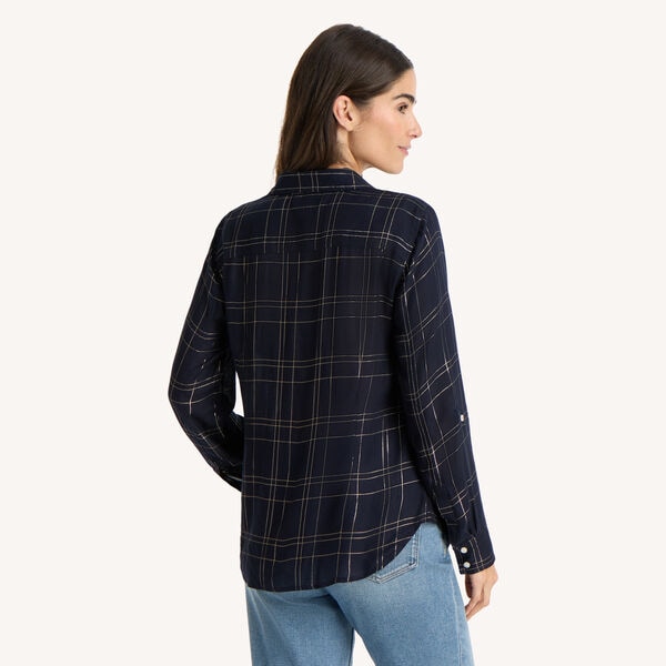 Grid Roll-Tab Sleeve Shirt