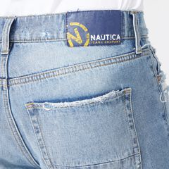 NAUTICA JEANS CO. RELAXED FIT DISTRESSED DENIM,Distressed Blue Wash,large