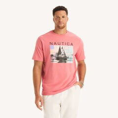 Big & Tall Neon Sailing Graphic T-Shirt,Desert Rose,large