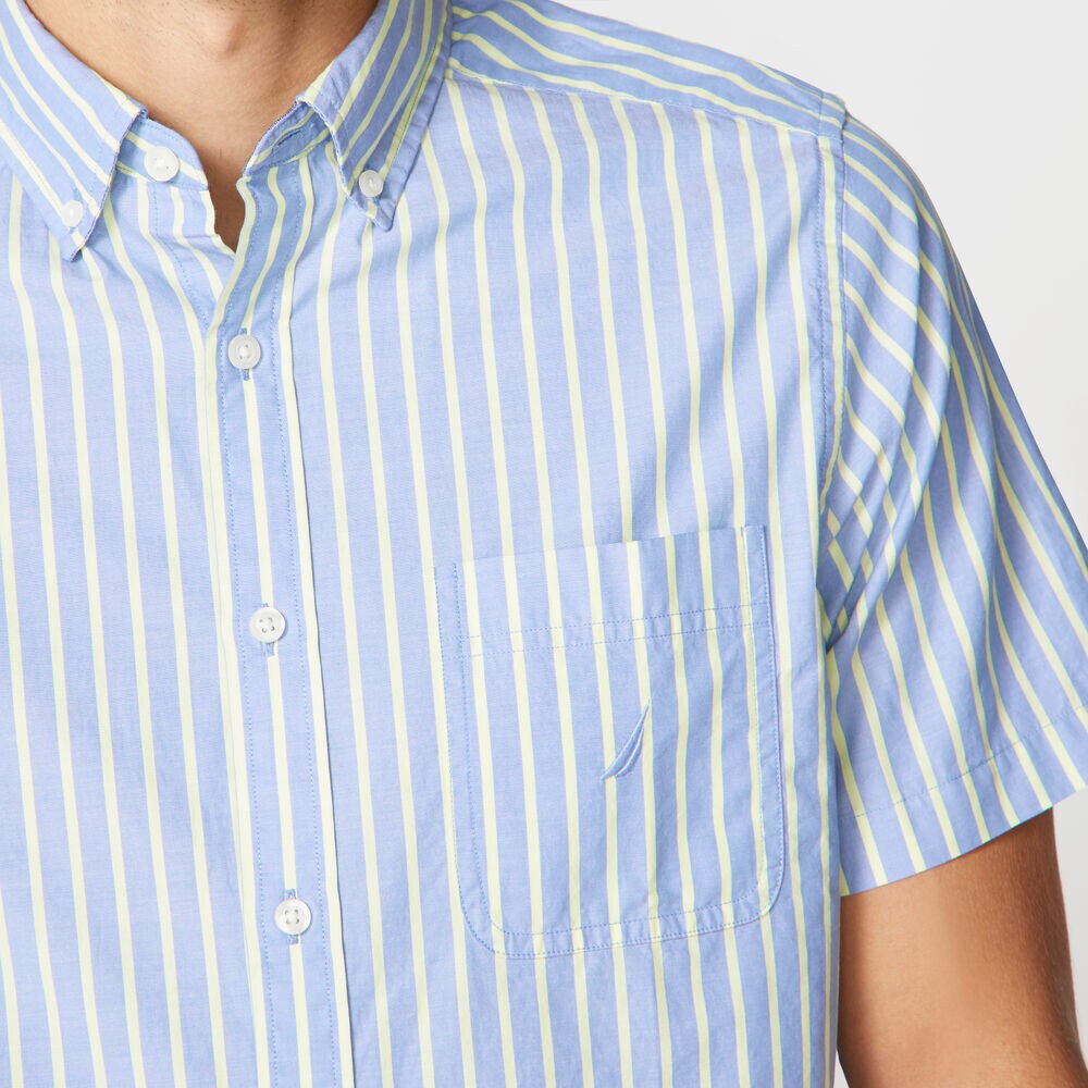 STRIPED SHORT SLEEVE SHIRT,Riviera Blue,large