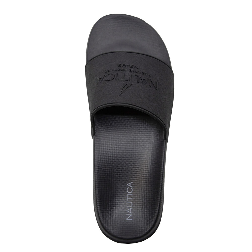 TONAL LOGO-EMBOSSED SLIDE SANDAL,True Black,large