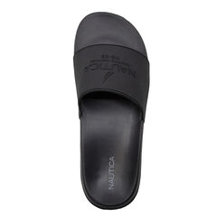 TONAL LOGO-EMBOSSED SLIDE SANDAL,True Black,large