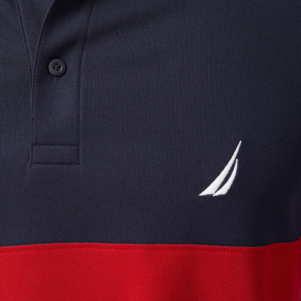SUSTAINABLY CRAFTED COLORBLOCK POLO,Navy,large