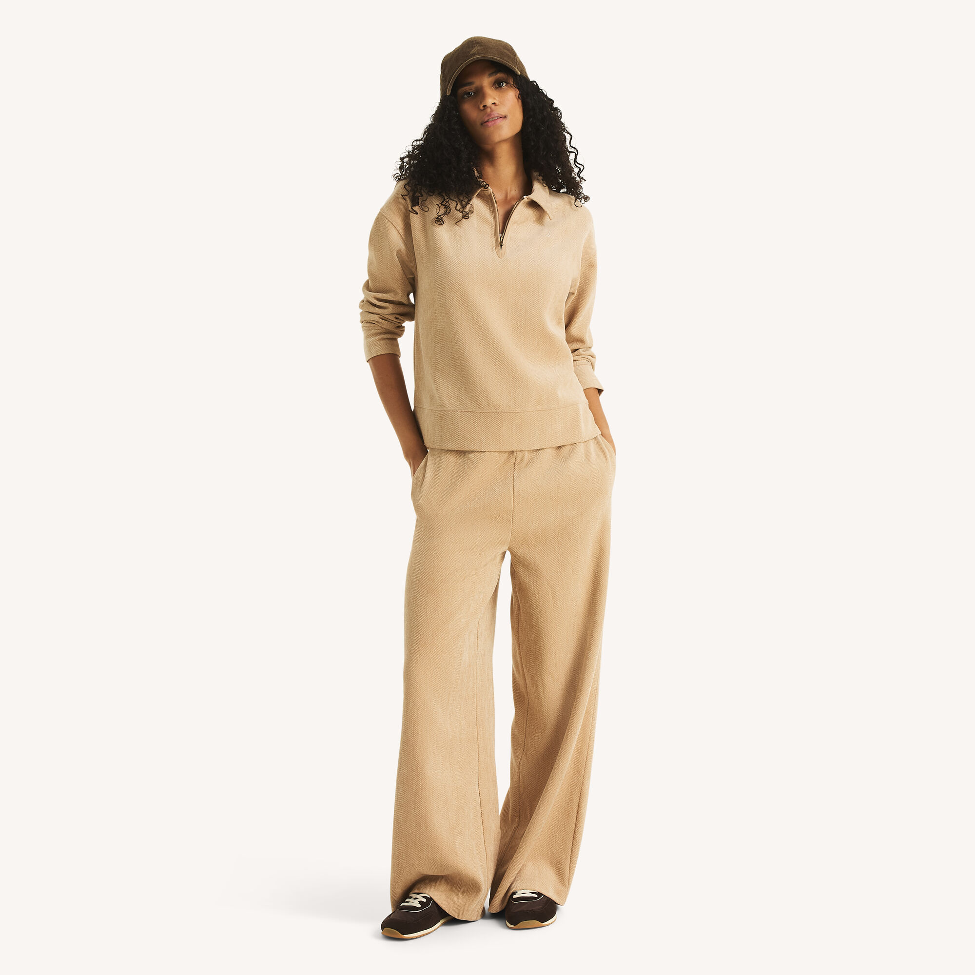 Herringbone Ribbed Pant,Truffle,large