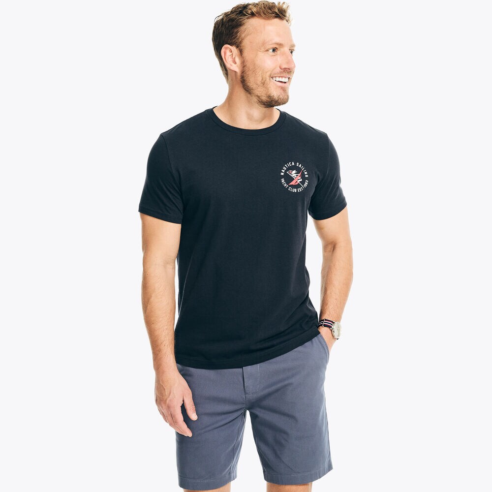 Sustainably Crafted Yacht Club Graphic T-Shirt,Navy,large