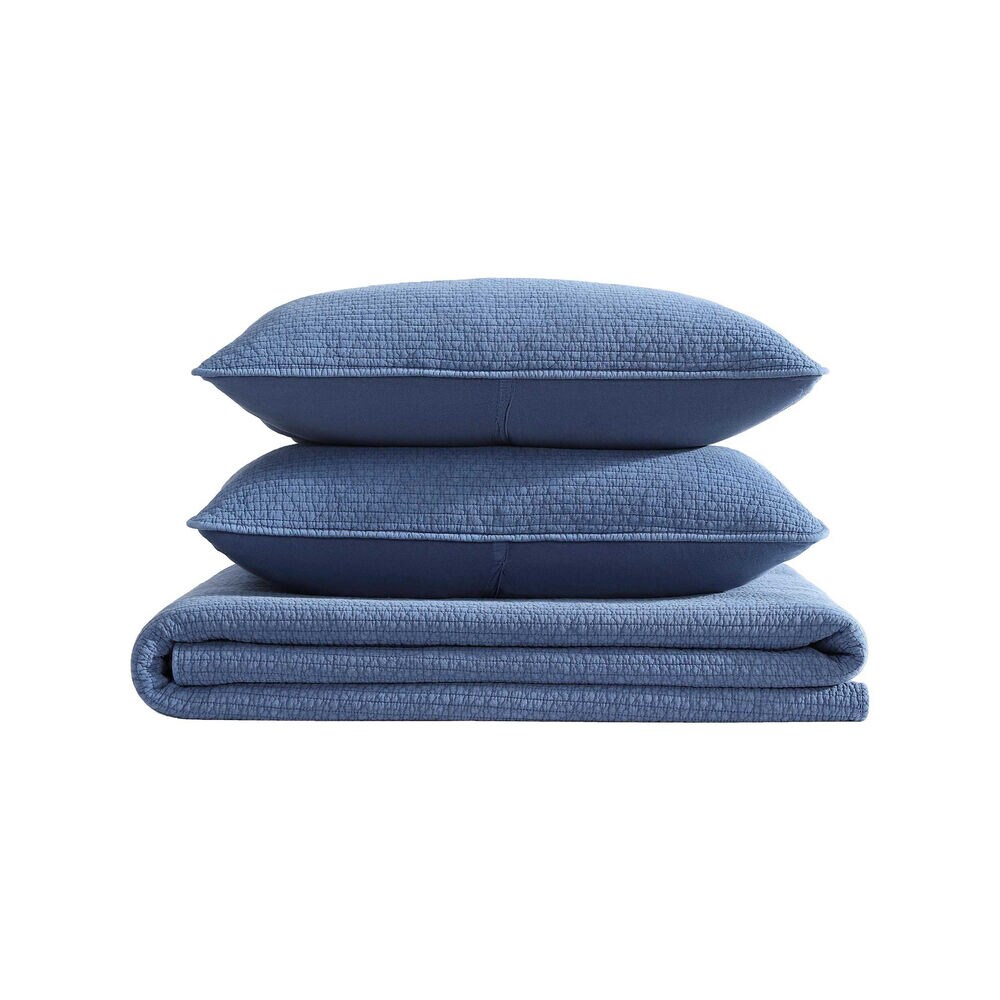 Seashore Stitch Navy Full/Queen Quilt-Sham Set,Deep Dive Wash,large