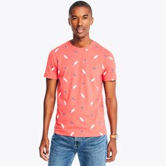 Sustainably Crafted Printed Crewneck T-Shirt,Dark Coral Cape,large