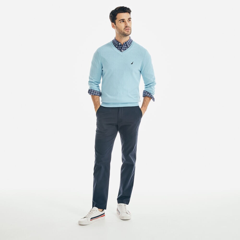 NAVTECH V-NECK SWEATER,Gulfcoast Blue Heather,large