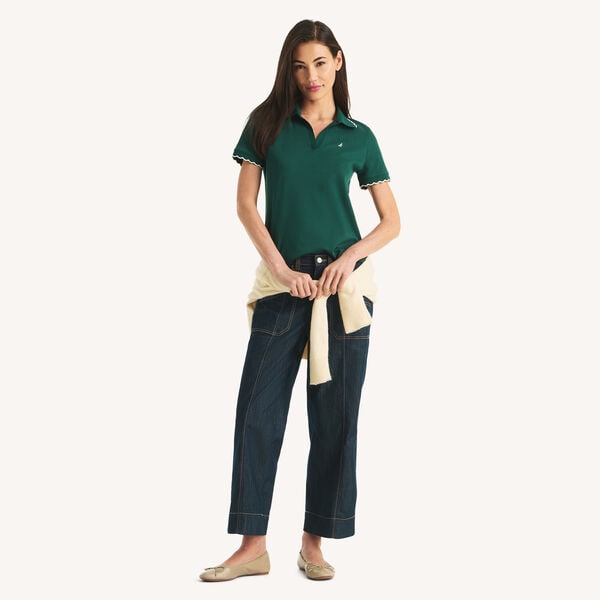 Scallop-Trim Johnny Collar Polo