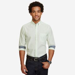 Big & Tall Poplin Gingham Classic Fit Button Down,Green Spruce,large