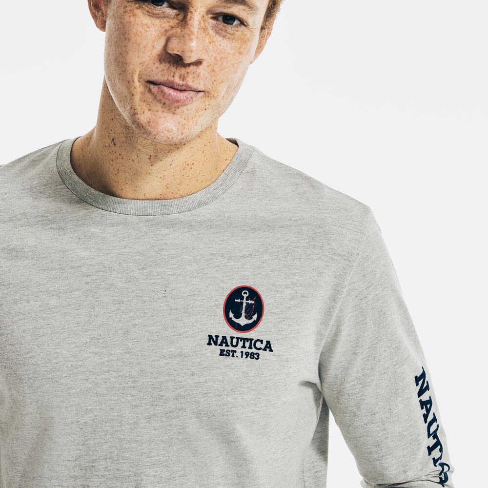 LIGHTHOUSE GRAPHIC LONG SLEEVE T-SHIRT,Grey Heather,large