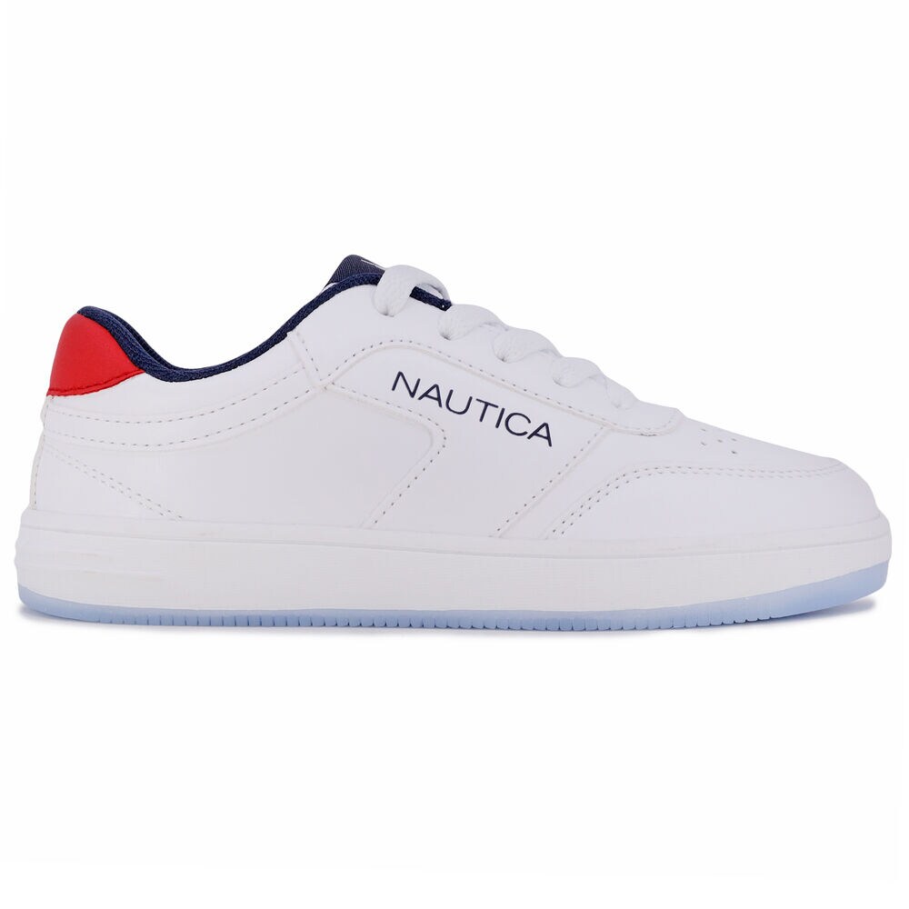 Boys' Logo Lace-Up Sneaker,White,large