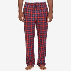 Plaid Lightweight Sueded Fleece Pajama Pant,Hibiscus,large
