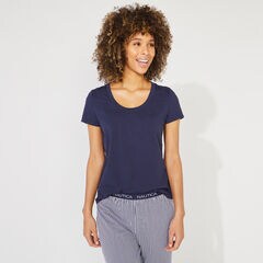 NAUTICA SIGNATURE STRIPED SHORT SLEEVE PAJAMA SET,Crystal Bay Blue,large