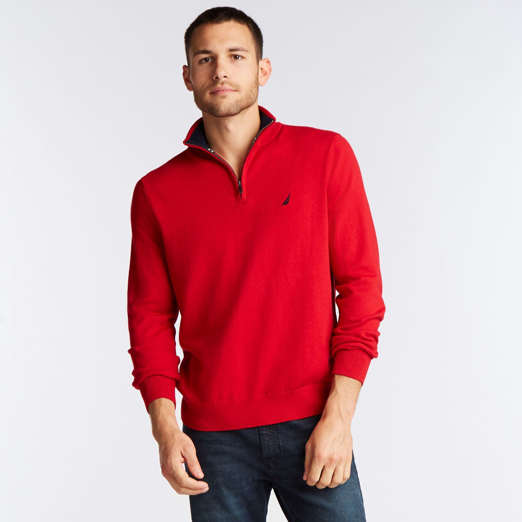 BIG & TALL QUARTER NAVTECH SWEATER,Nautica Red,large