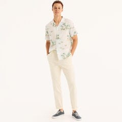 Big & Tall Printed Short-Sleeve Camp Shirt,Bright White,large