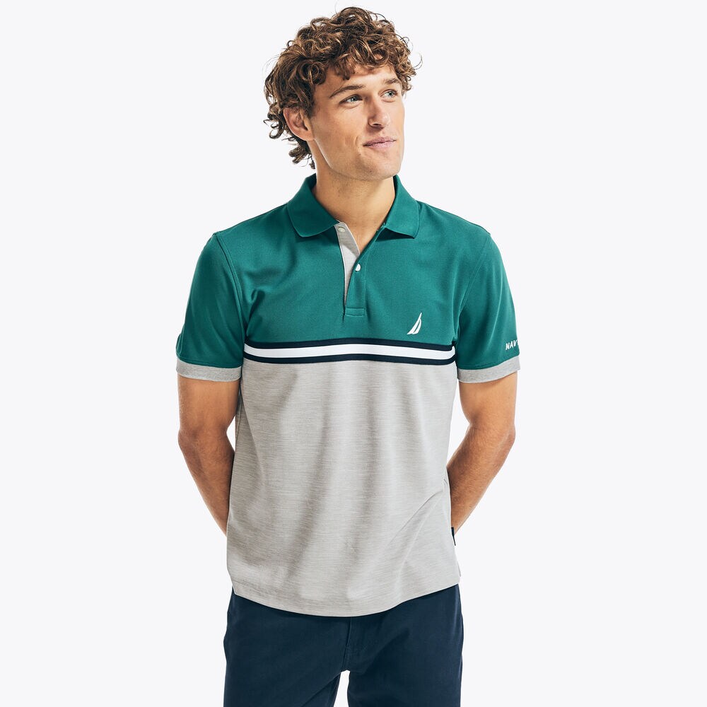 NAVTECH SUSTAINABLY CRAFTED CLASSIC FIT COLORBLOCK POLO,Shaded Spruce,large