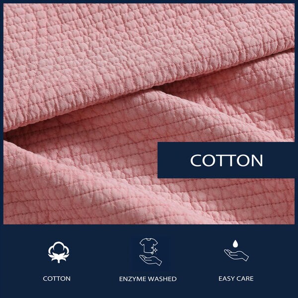 Seashore Stitch Pink Full/Queen Quilt Set