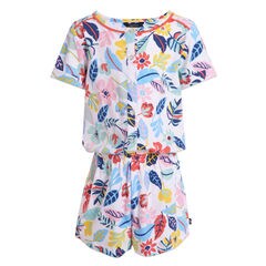 GIRLS' FLORAL KNIT ROMPER (8-20),Blue Stern,large