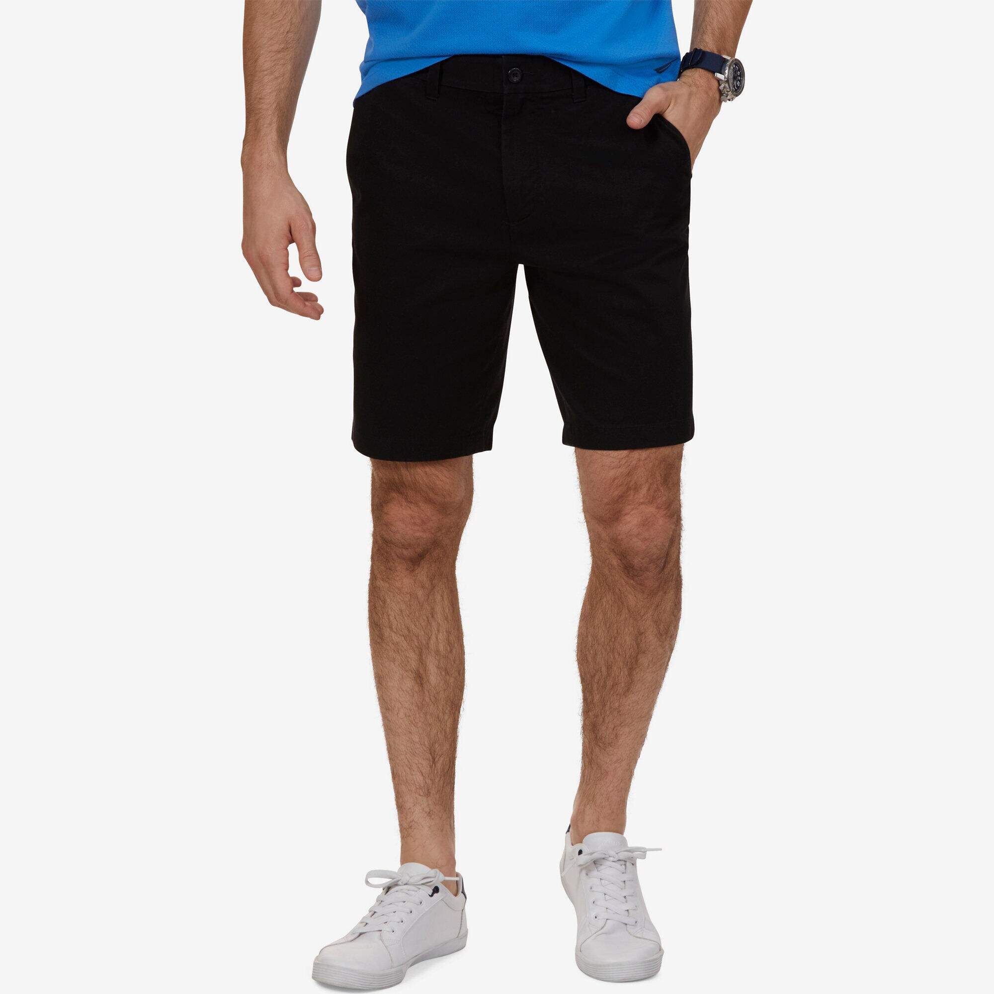 Slim Fit Cotton Twill Short,True Black,large