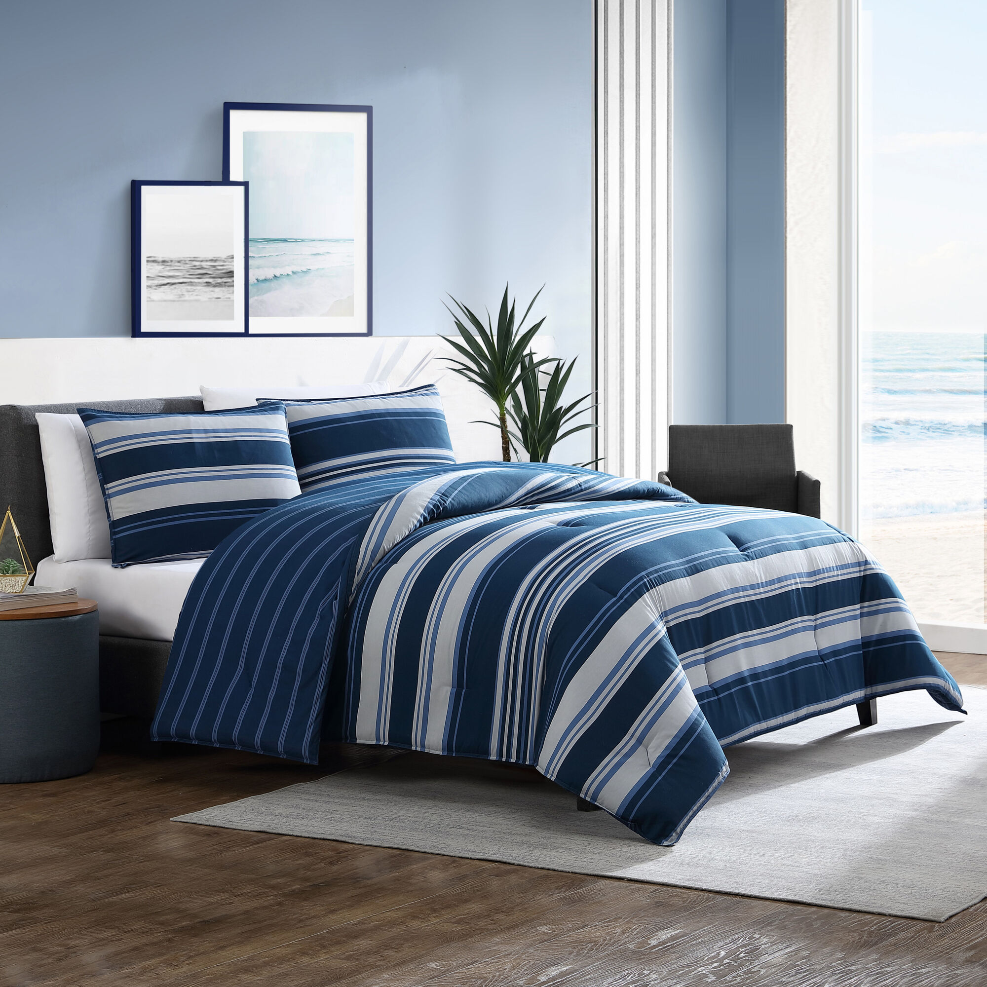 LAKEVIEW TWIN/TWIN XL REVERSIBLE COMFORTER AND SHAM SET,Blue Mirage,large