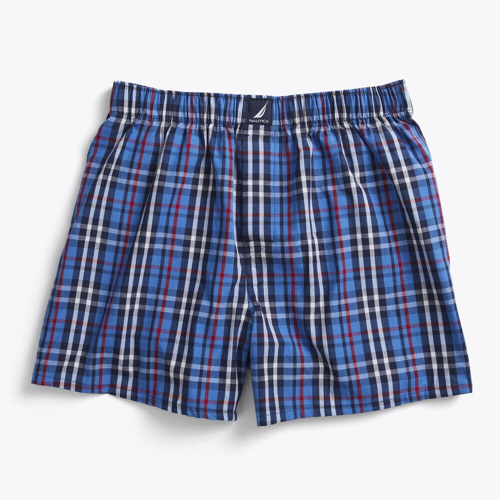 PLAID COTTON BOXER,Distressed Blue Wash,large