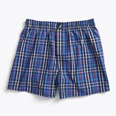 PLAID COTTON BOXER,Distressed Blue Wash,large