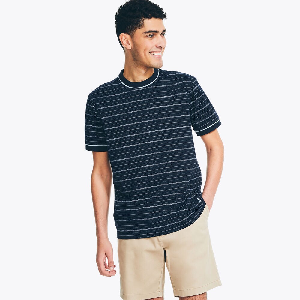 Big & Tall Printed Crewneck T-Shirt,Navy,large