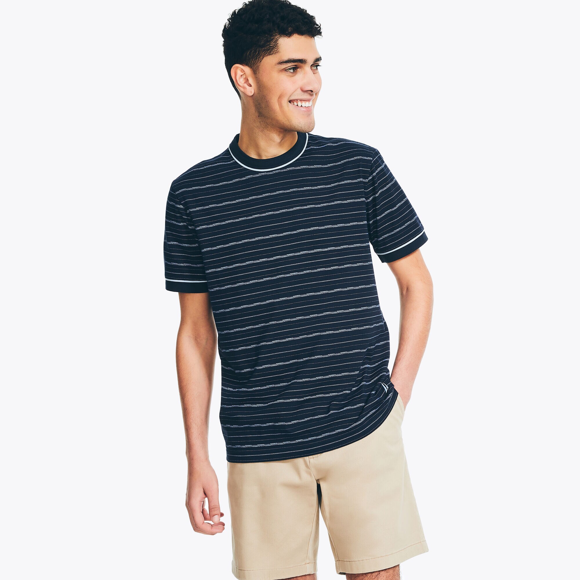 Big & Tall Printed Crewneck T-Shirt,Navy,large