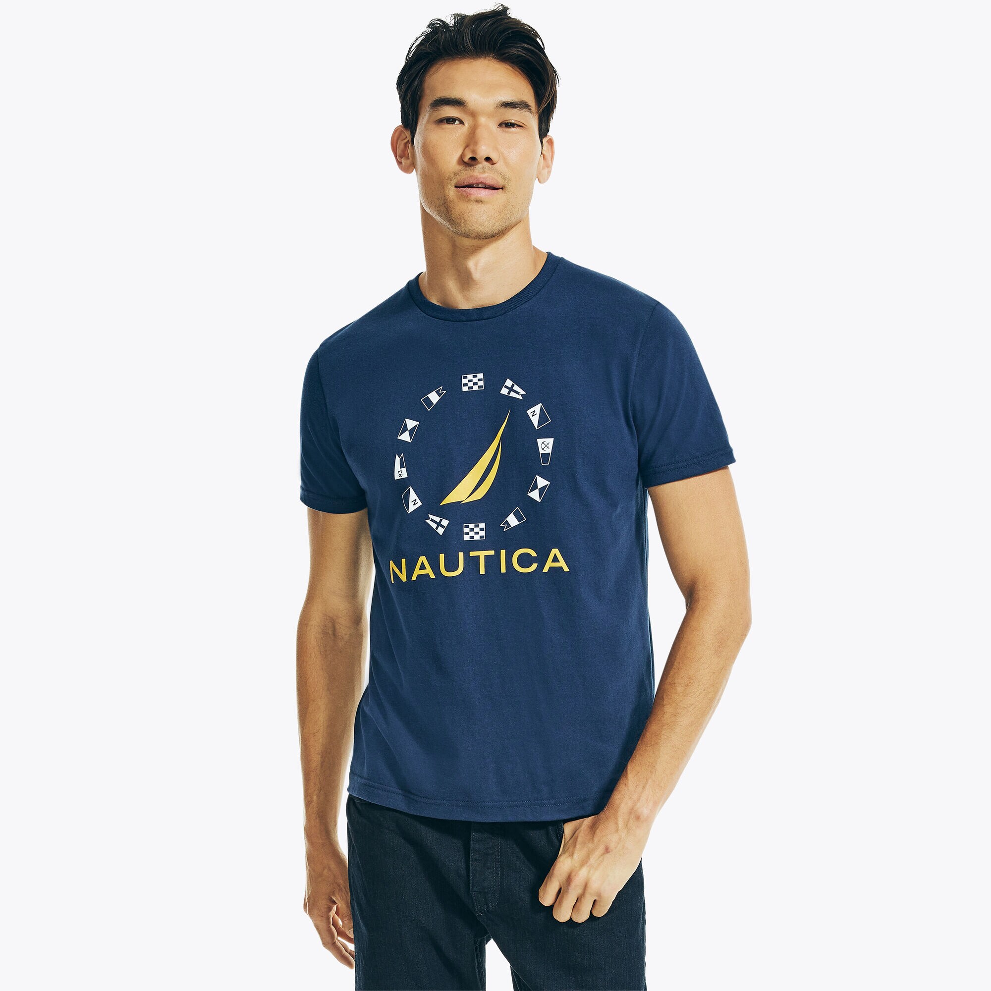 SUSTAINABLY CRAFTED FLAG GRAPHIC T-SHIRT,Deep Dive Wash,large