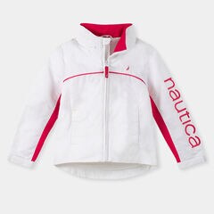 GIRLS' WATER-RESISTANT BRAND ICON JACKET (7-20),Antique White Wash,large