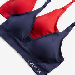 LOGO PLUNGE BRA, 2-PACK,Nautica Red,large