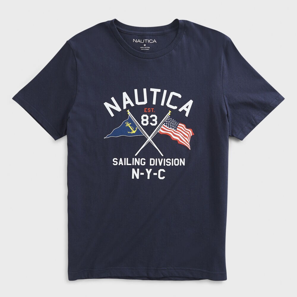FLAG GRAPHIC T-SHIRT,Navy,large