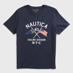 FLAG GRAPHIC T-SHIRT,Navy,large