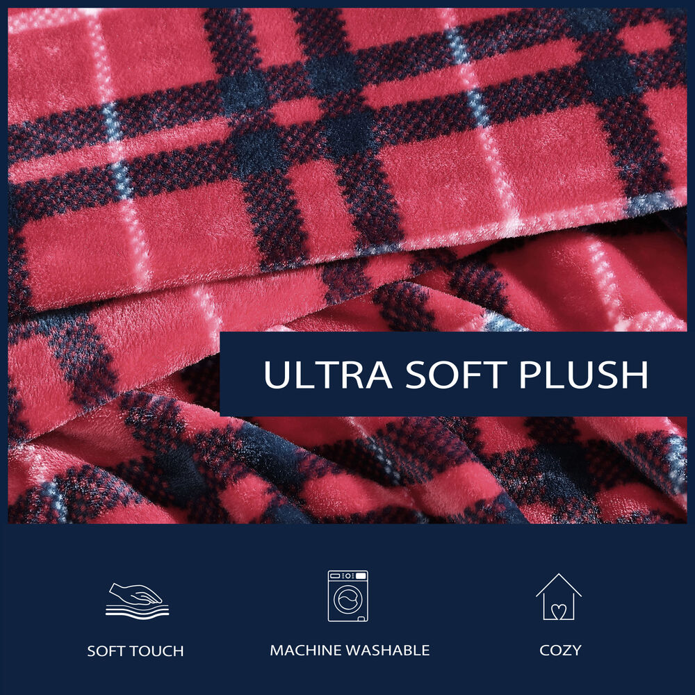 Winter Tattersall Red Full/Queen Blanket,Pale Orchid,large