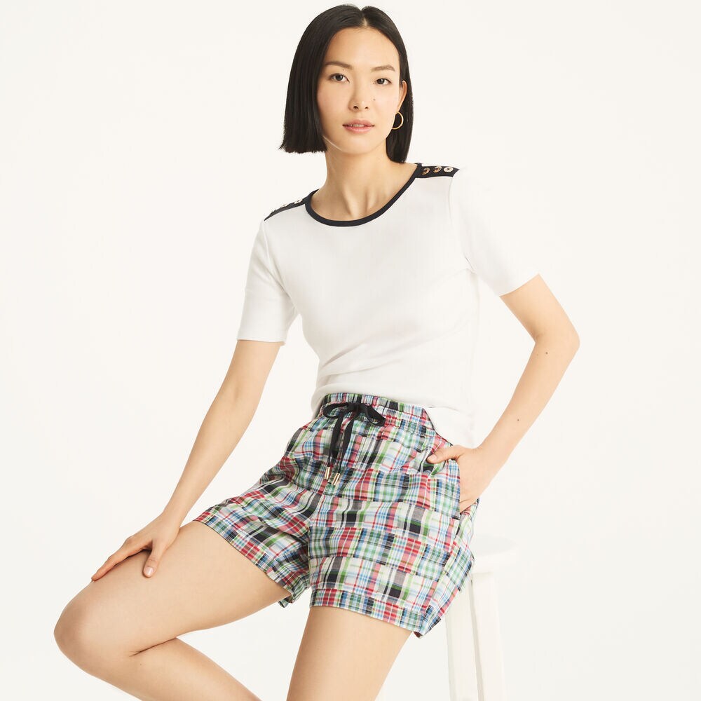 4" Patchwork Dock Short,Navy,large