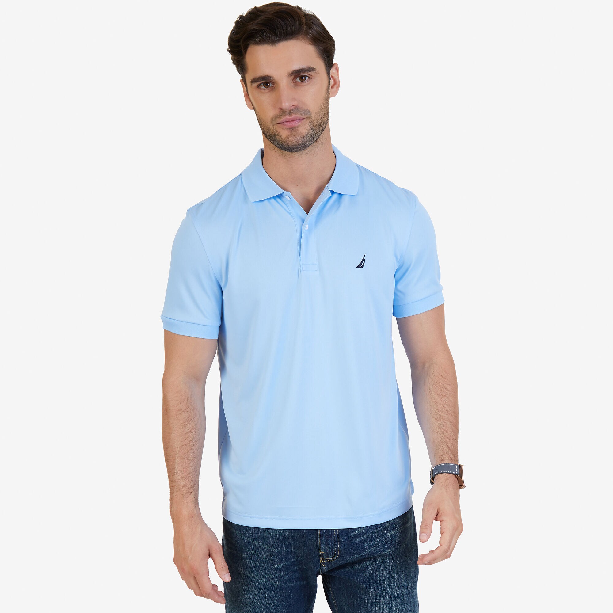 CLASSIC FIT PERFORMANCE POLO,Azure Blue,large