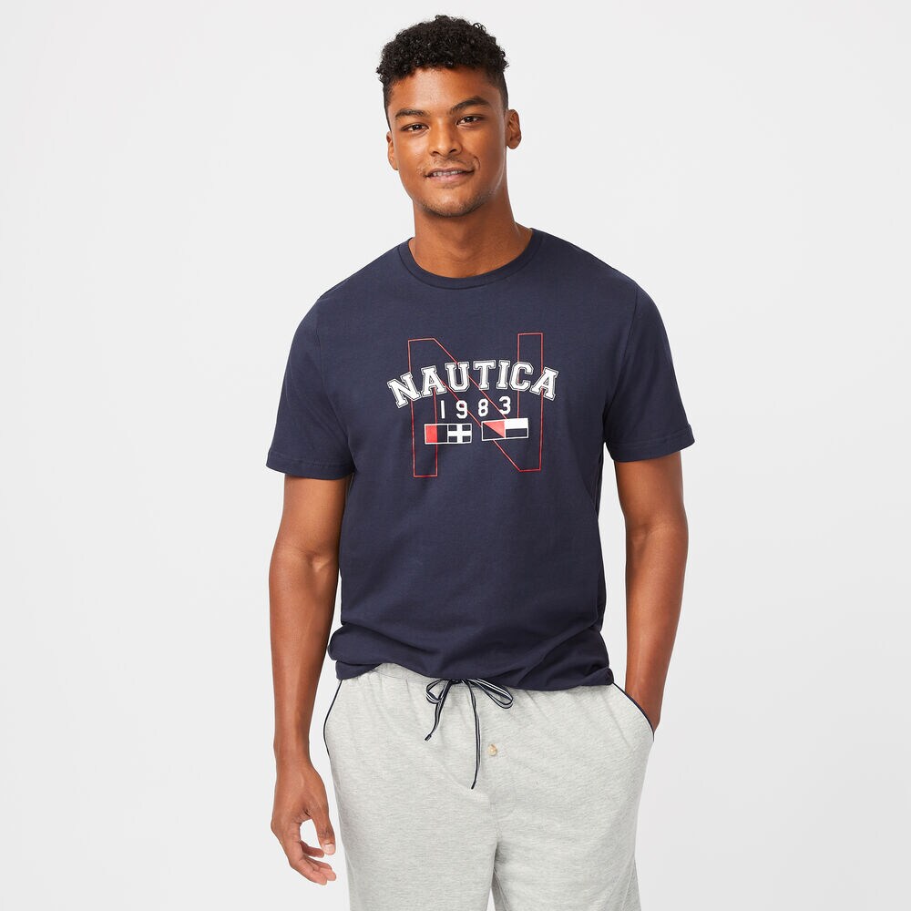 1983 LOGO SLEEP T-SHIRT,Navy,large