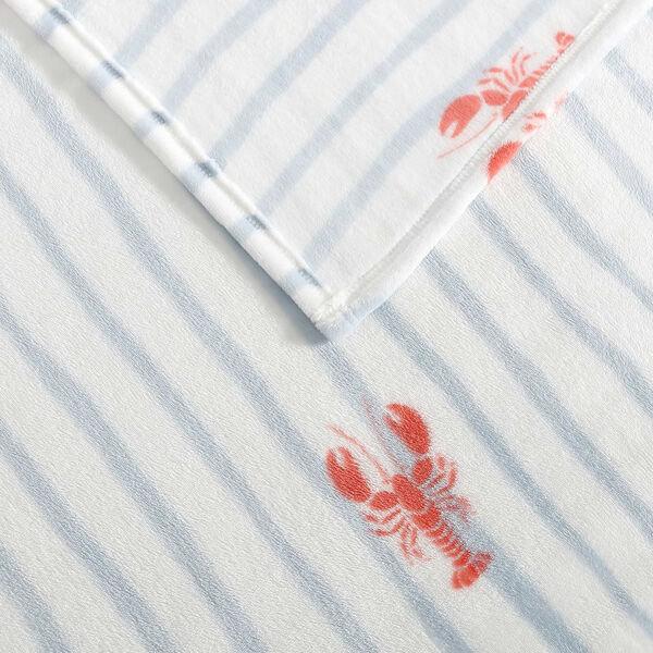 Lobster Watercolor Stripes Twin Blanket