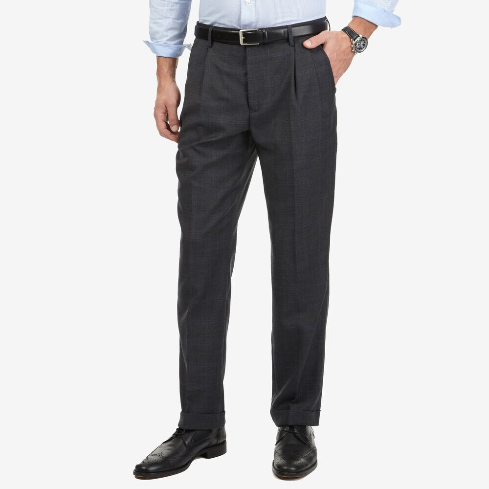 Wrinkle-Resistant Pleated Dress Pant,Grey Heather,large