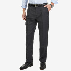 Wrinkle-Resistant Pleated Dress Pant,Grey Heather,large